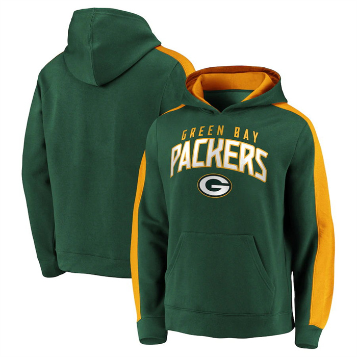 Men's Green Bay Packers Green Game Time Arch Pullover Hoodie
